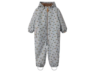 Lil' Atelier flyverdragt ultimate grey med flyprint og hætte