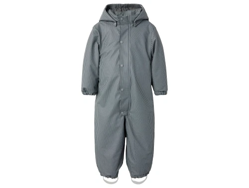 Lil\' Atelier gummiflyverdragt grey med striber og fleecefor set forfra