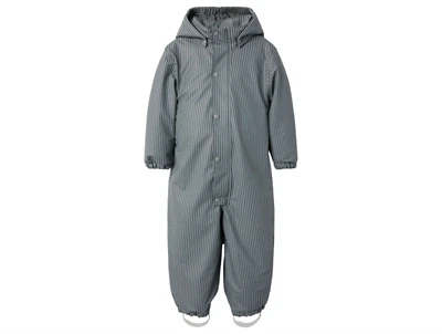 Lil' Atelier gummiflyverdragt grey med striber og fleecefor set forfra