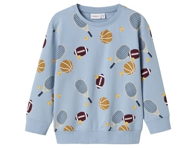 name it sweatshirt i lyseblå nuance med sportsprint