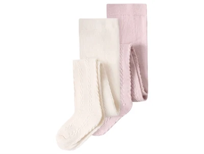 name it strømpebukser i råhvid  og rosa nuance med strukturmønster