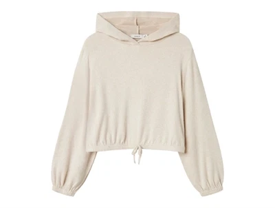 Name It hoodie i beige melange med kort pasform
