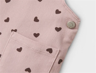 name it spencerkjole i rosa nuance med brunt hjerteprint