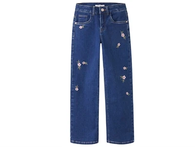 Name It jeans mørkeblå med blomsterbroderi