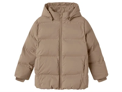 Name It pufferjakke silver mink med aftagelig hætte