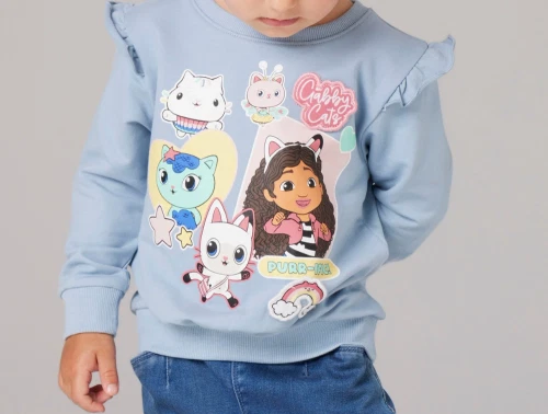 name it gabbys dollhouse sweatshirt i lyseblå nuance med katteprint
