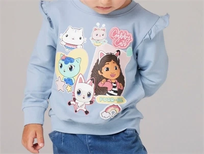 name it gabbys dollhouse sweatshirt i lyseblå nuance med katteprint