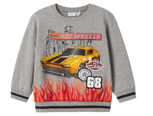 Name It sweatshirt i grå melange med Hot Wheels bilmotiv