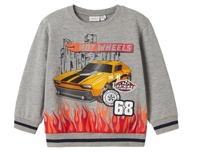 Name It sweatshirt i grå melange med Hot Wheels bilmotiv