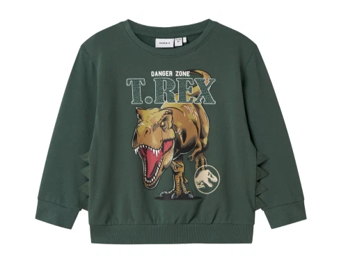 name it jurassic world sweatshirt i grøn nuance med t. rex print