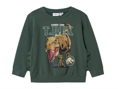 name it jurassic world sweatshirt i grøn nuance med t. rex print