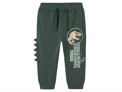 Name It Jurassic World sweatpants i mørkegrøn nuance med dinosaurprint