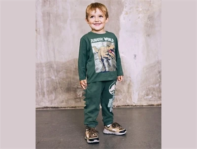 Name It Jurassic World sweatpants i mørkegrøn nuance med dinosaurprint