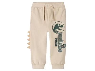 Name It Jurassic World sweatpants i råhvid nuance med dinosaurprint