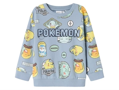 name it pokemon sweatshirt i lyseblå nuance med pikachu print