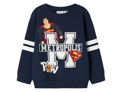 name it superman sweatshirt i mørkeblå nuance med print