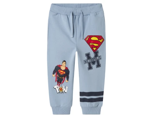 name it sweatpants dusty blue med superman print