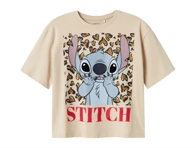 Name It t shirt i beige med Stitch print