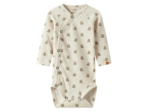 bagside af lil\' atelier body i råhvid med små bamser