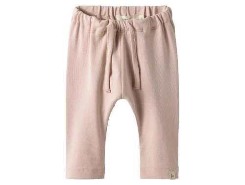 lil\' atelier bukser i rosa med bindebånd og almindelig pasform, set forfra