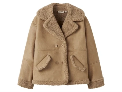 Lil\' Atelier jakke oxford tan set forfra med dobbeltradet knaplukning