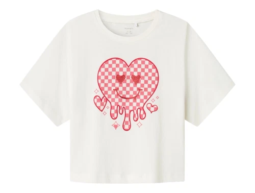 Name It t shirt i hvid med hjerte print
