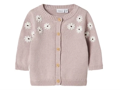 Name It cardigan burnished lilac med blomsterbroderi