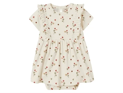 Lil' Atelier kjolebody i råhvid nuance med blomsterprint set forfra