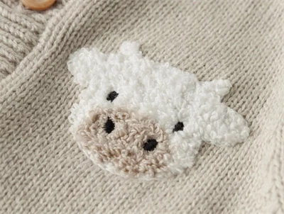 Detalje af Name It cardigan peyote melange med dyremotiv