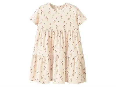Lil' Atelier kjole i råhvid nuance med blomsterprint