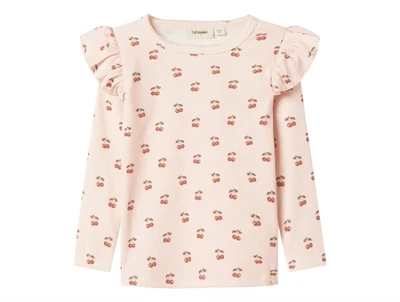 Lil\' Atelier bluse silver peony med kirsebærprint og flæser