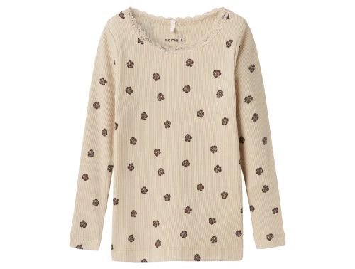 name it bluse i beige nuance med blomsterprint