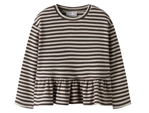 Stribet bluse i brun og råhvid fra Name It
