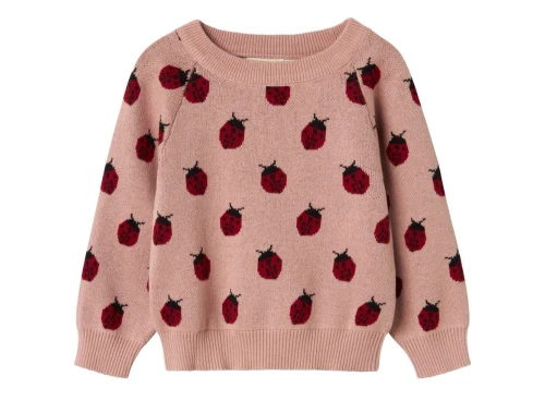 Lil\' Atelier striktrøje i rosa nuance med mariehøneprint