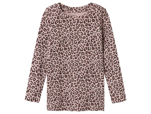 name it bluse i rosa nuance med leopardprint