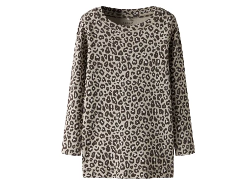name it bluse i beige nuance med leopardprint