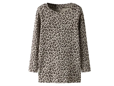 name it bluse i beige nuance med leopardprint