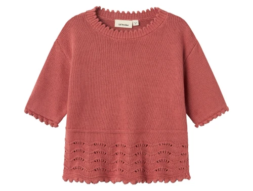 Lil\' Atelier strikbluse i rosa nuance med bølgekant