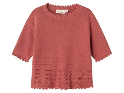 Lil' Atelier strikbluse i rosa nuance med bølgekant