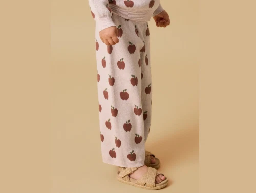 Lil\' Atelier strikbukser hushed violet med æbleprint