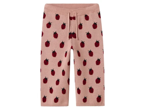 Lil\' Atelier bukser i rosa nuance med mariehøneprint og brede ben