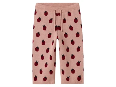 Lil' Atelier bukser i rosa nuance med mariehøneprint og brede ben