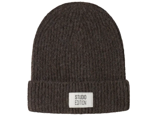 Name It beanie seal brown med ribstrik
