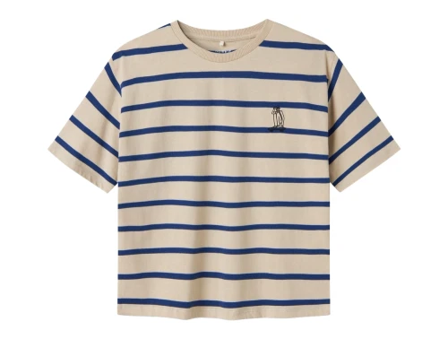 Name It t shirt i beige med blå striber