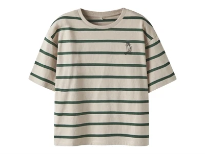 Name It t shirt i beige med grønne striber