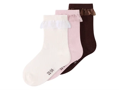 name it strømper i rosa nuance med flæsekant