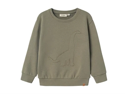 Lil' Atelier sweatshirt i grøn nuance med dinosaurmotiv