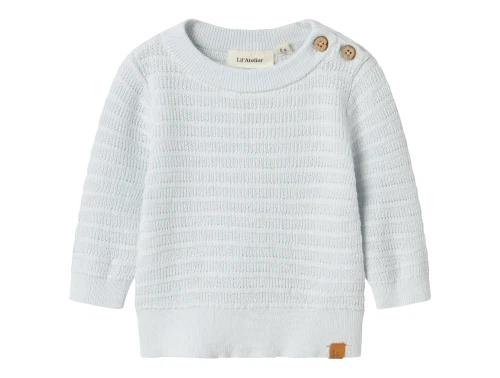 Lil\' Atelier striktrøje i ancient water med knapper på skulderen