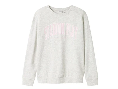 Name It sweatshirt light grey melange med rosa print