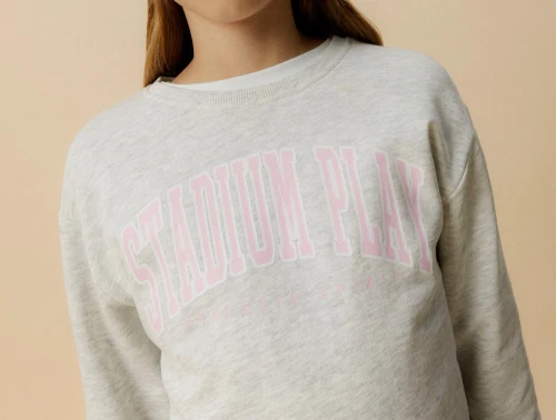 Name It sweatshirt light grey melange med rosa print